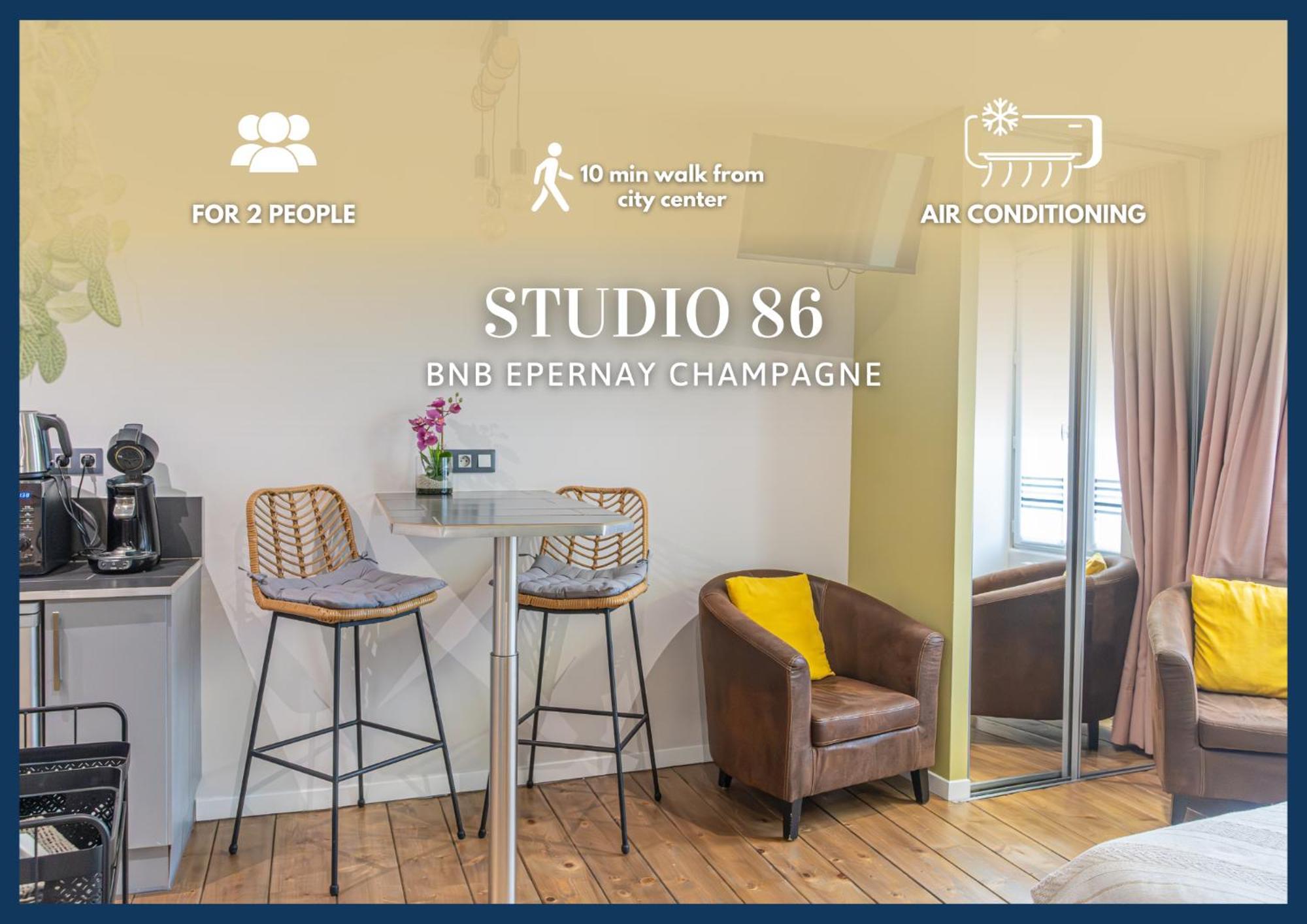 Studio 86 - Climatisation & Proche Centre-Ville- 2 Personnes - Bnb Эперне Экстерьер фото